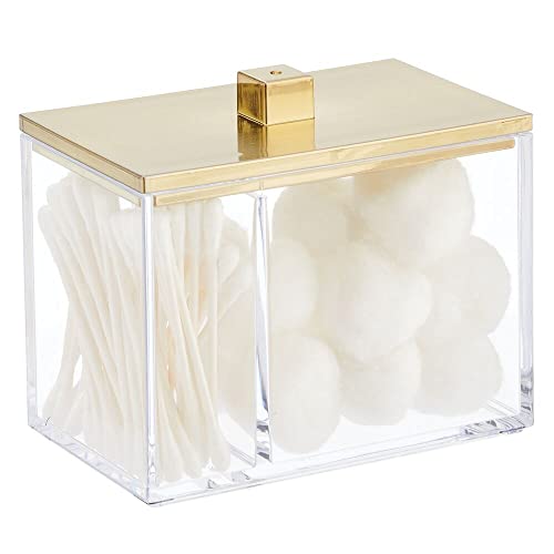 mDesign Modern Square Bathroom Vanity Countertop Storage Organizer Canister Jar for Cotton Swabs,...