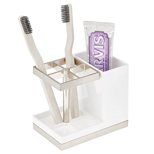 mDesign Plastic Toothbrush and Toothpaste Storage Organizer Holder - Home Decor for Bathroom...