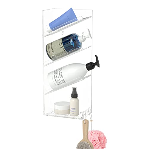 AITEE Acrylic Bathroom Organizer Shower Caddy, Clear Shampoo Holder Wall Mounted with Suction Cup,...