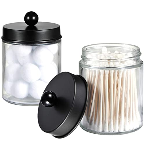 Amolliar Apothecary Jars Bathroom Storage Organizer - Cute Qtip Dispenser Holder Vanity Canister Jar...