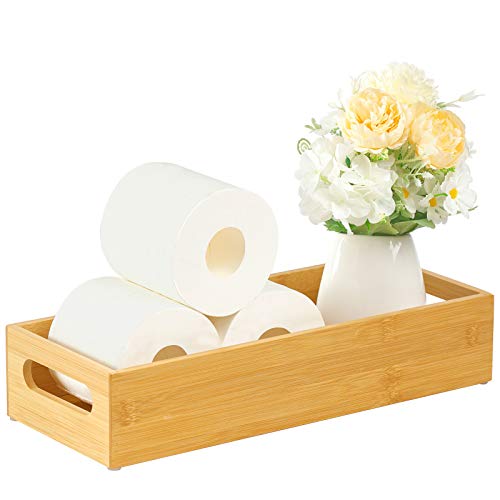 VITVITI Toilet Tray, Bamboo Toilet Paper Storage with Handles, Toilet Paper Tray Holder Organizer...