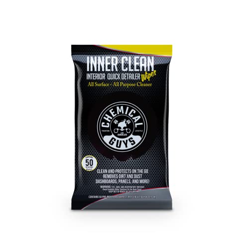 Chemical Guys PMWSPI66350 InnerClean Interior Quick Detailer & Protectant Wipes Mega 50 Pack, Safe...