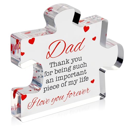 Fathers Day Dad Birthday Gift - Engraved Acrylic Block Puzzle Birthday Gifts for Dad 3.35 x 2.76...