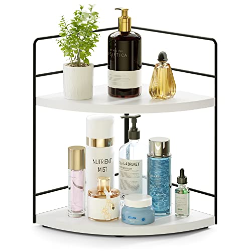 ZGO 2-Tier Bathroom Counter Organizer, Corner Skincare Organizers, Bathroom Organizer Countertop,...