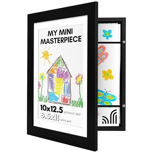 Americanflat 10x12.5 Kids Art Frame - Front Loading Picture Frame - Use as 8.5x11 Frame with Mat or...