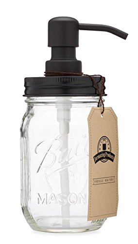 Jarmazing Products Mason Jar Soap Dispenser - Black - 16 oz Ball Mason Jar Liquid Soap Dispenser For...