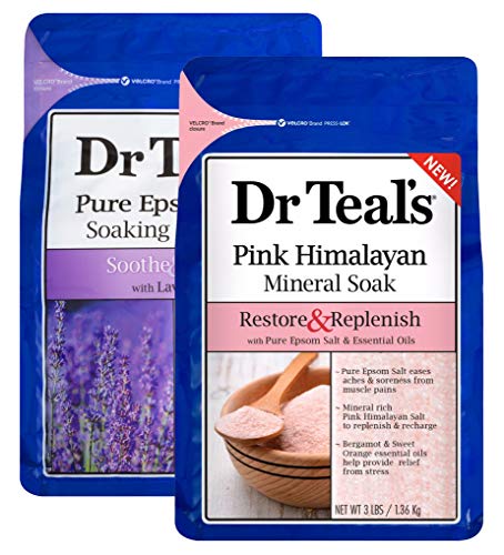 Dr. Teal's Pure Epsom Salt Soaking Solution Gift Set (2 Pack, 3lbs ea.) - Soothe & Sleep Lavender,...