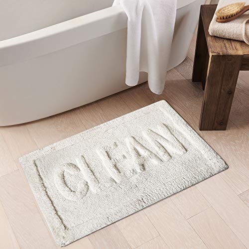 Elrene Home Fashions Clean Tufted Word Novelty Soft Plush Absorbent Mat/Rug for Bath Tub, Shower,...